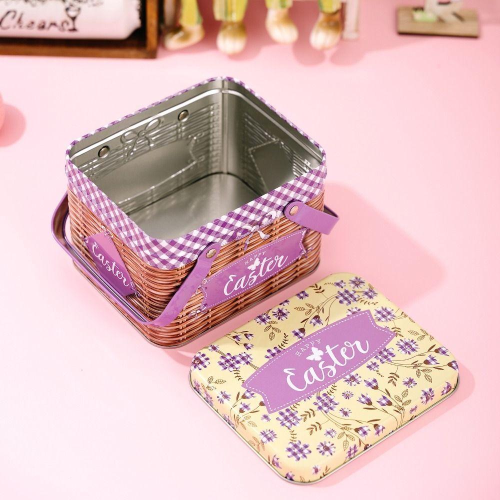 Sealing Easter Gift Boxes Cartoon Bunny Pattern Easter Boxes Easter Metal Tin Box  Boys and Girls