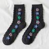 Three Pairs of Women's Socks Korean Fashion Plaid High Socks Autumn and Winter Retro Wild Pile Socks