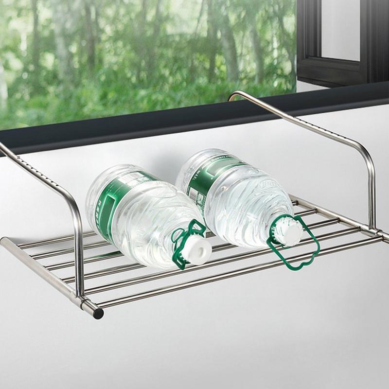 14cm Stainless steel folding drying rack balcony indoor window shoe rack balcony telescopic hanging clothes rack walls Balcony