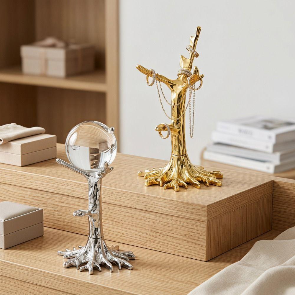 Gold/Sliver Tree Shape Crystal Ball Stand Electroplating Crystal Ball Display Stand  Office