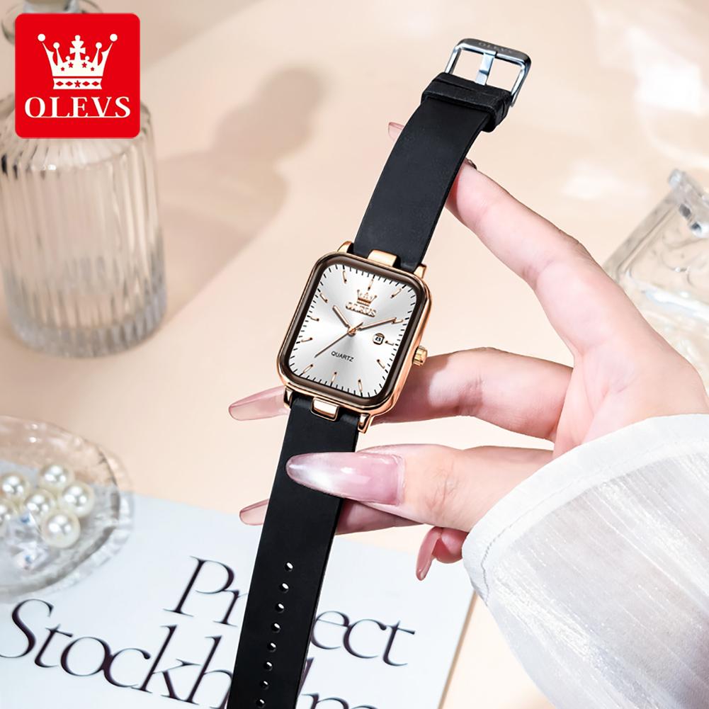 OLEVS Women Watch Fashion Simple Square Quartz Watch Classic Automatic Date Women's Elegant Bracelet Dress Luxury Watch