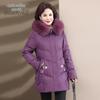 SNOWFLYING Women's Butterfly Embroidered Down Jacket with Fox Fur Collar