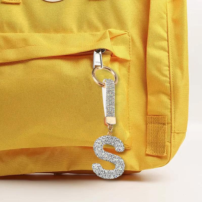 1PC Keychains Ideal Gift Letter Design Bling Key Ring Accessory Full Rhinestone Design Lucky Pendant 26 Alphabet Letters