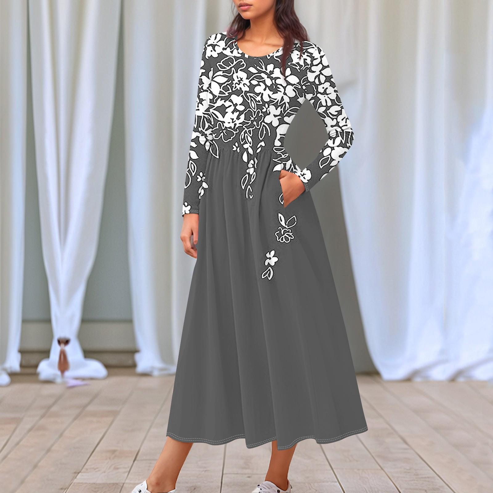 

Женские повседневные модные длинные платья с графическим принтом и длинным рукавом, осень XXXL