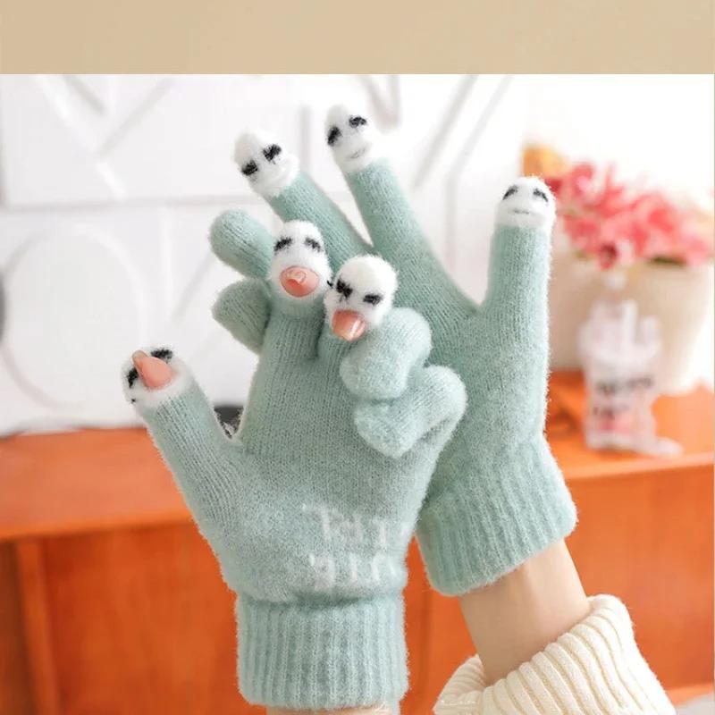 Touchscreen Winter Gloves for Women Cute Cartoon Full Finger Fleece Lined Warm Elastic Outdoor Daily Use Holiday Accessories