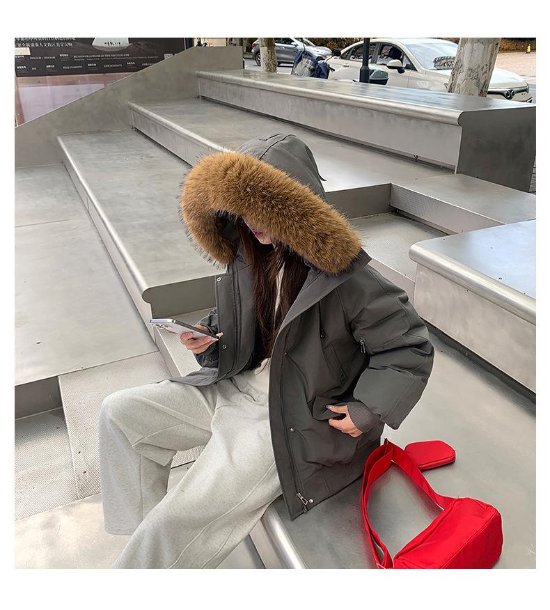Large Fur Hooded Cotton-padded Coat Loose Winter Jacket
