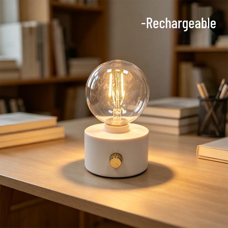 Retro LED Night Light: Rechargeable Bedside Atmosphere Lamp
