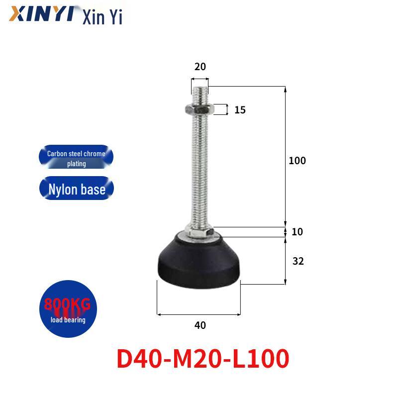 Heavy-Duty Carbon Steel D40 Adjustable Foot with M20 Nylon Base