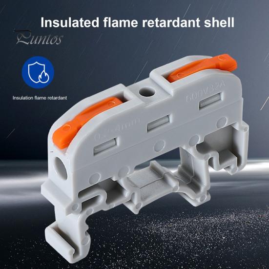 

10Pcs KV121 Push-in Quick Terminal Block Connector Din Rail Універсальний компактний швидкий електричний роз’єм Стабільна робота обладнання Клемний блок чорний