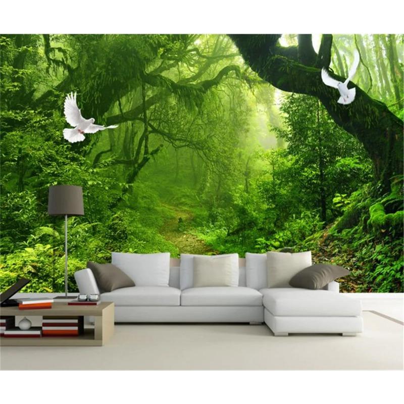 Green Forest Mural Big Tree 3d Wallpaper Living Room Bedroom Decoration Wallpaper For Walls 3d Murals