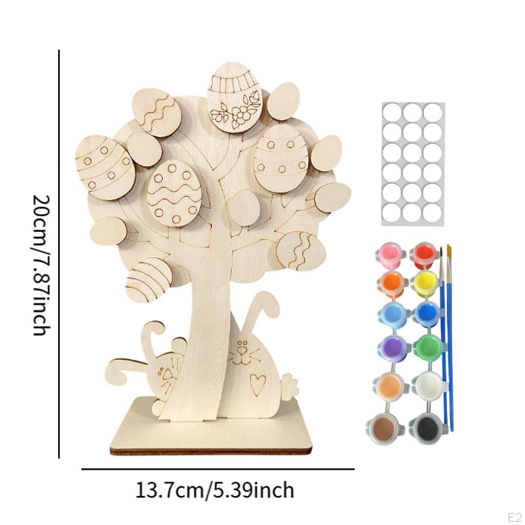 3D Wooden Easter Egg Tree Craft Kit Decoration for Kids Collectible Crafting Handmade