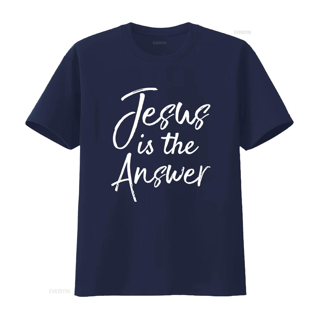 Christian Quote for Women Cute Jesus Is the Answer T Shirt Black X Large Vintage Washed Streetwear Comfortable