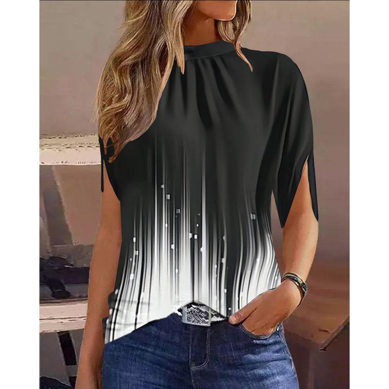 

Casual round Neck Regular Pullover Print Shirts Shirt Women Black spell White M