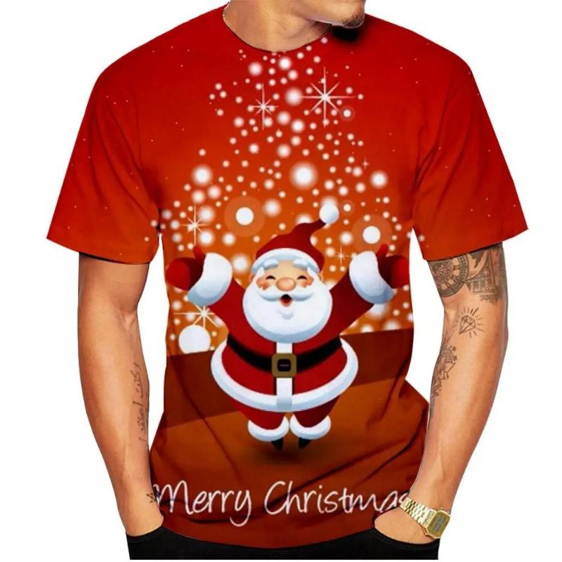 Mode Weihnachten 3D-Druck T-shirt Männer und Frauen Kinder Casual Kurzarm Rundhals Top Sommer Street Style