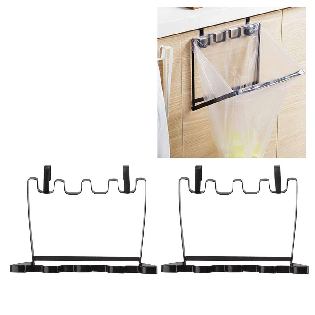 2PCS Hanging Trash Bag Holder Iron Foldable Under Sink Garbage Bag Rack for Kitchen Cupboard Frame Cabinet Door