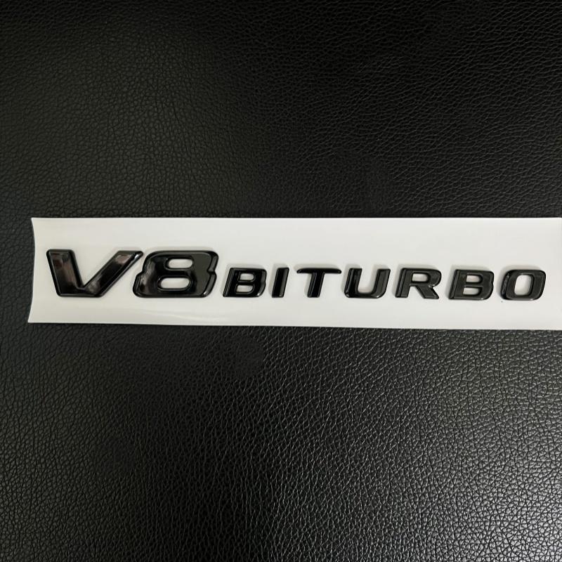 Car 3D Black Logo V8 BITURBO Emblem Car Fender Badge For Mercedes Benz C63 G63 E63 S63 W222 W223 W213 W212 W205 W204 Accessories MU8