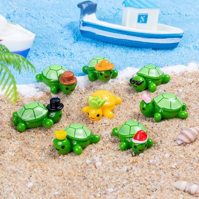 12 Stück Mini-Schildkrötenfiguren Set Niedliche Harz-Schildkrötenstatuen mit zufälligem Zubehör
