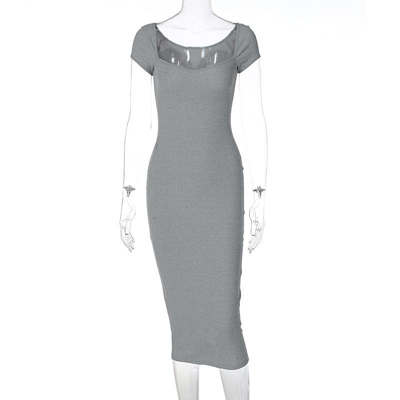 2026 Summer Trendy Women's One-Shoulder Ribbed Long Slim Fit Dress - European & American Style