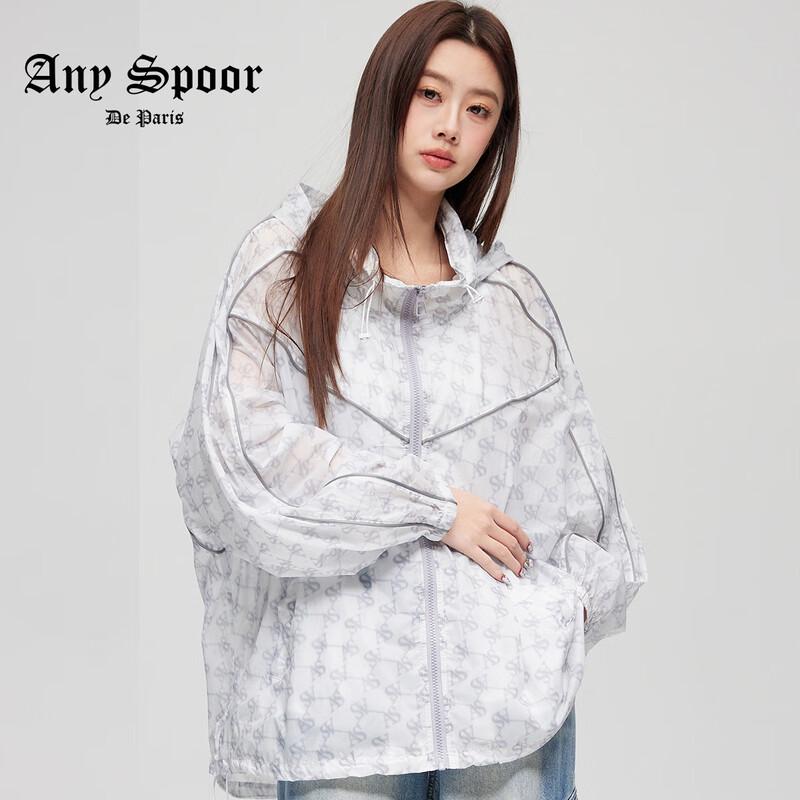 ANY SPOOR Women s Hooded Mid-Length Windbreaker Jacket M
