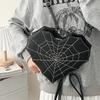 Halloween Gothic Shoulder Bag Women PU Leather Web Spider Women Backpack Cobweb Crossbody Bag Handbag Purse Girls Halloween Gift