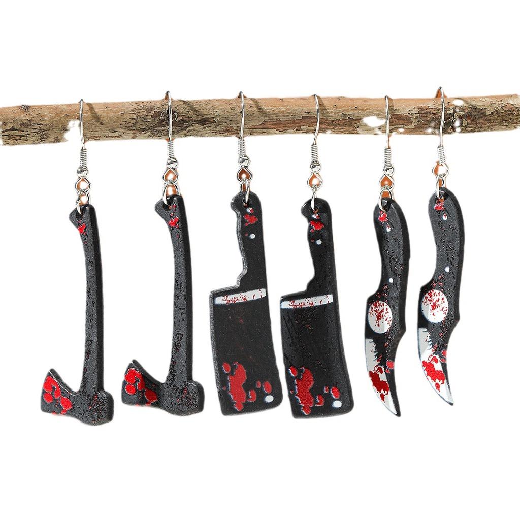 Unique Halloween Acrylic Earrings With Cartoon Skulls And Pumpkins