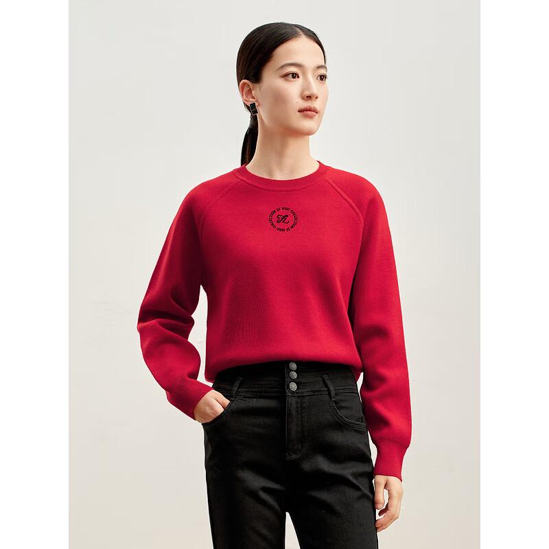 JUZUI Women's Embroidered Round Neck Winter Sweater