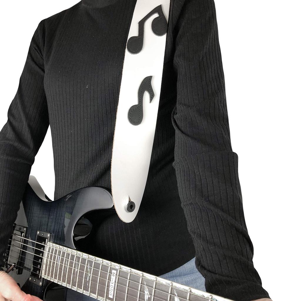 LEATHER STRAP WHT Perri's 2.5" BLK/NOTES P25MN-1253 []