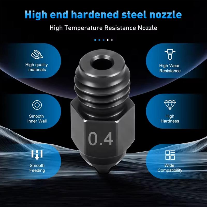 3D Printer Parts for Creality Ender 5 Max Hardened Steel Nozzle 0.4 0.6 0.8mm Hotend Nozzles 450℃ Harden Extruder for Ender5 MAX
