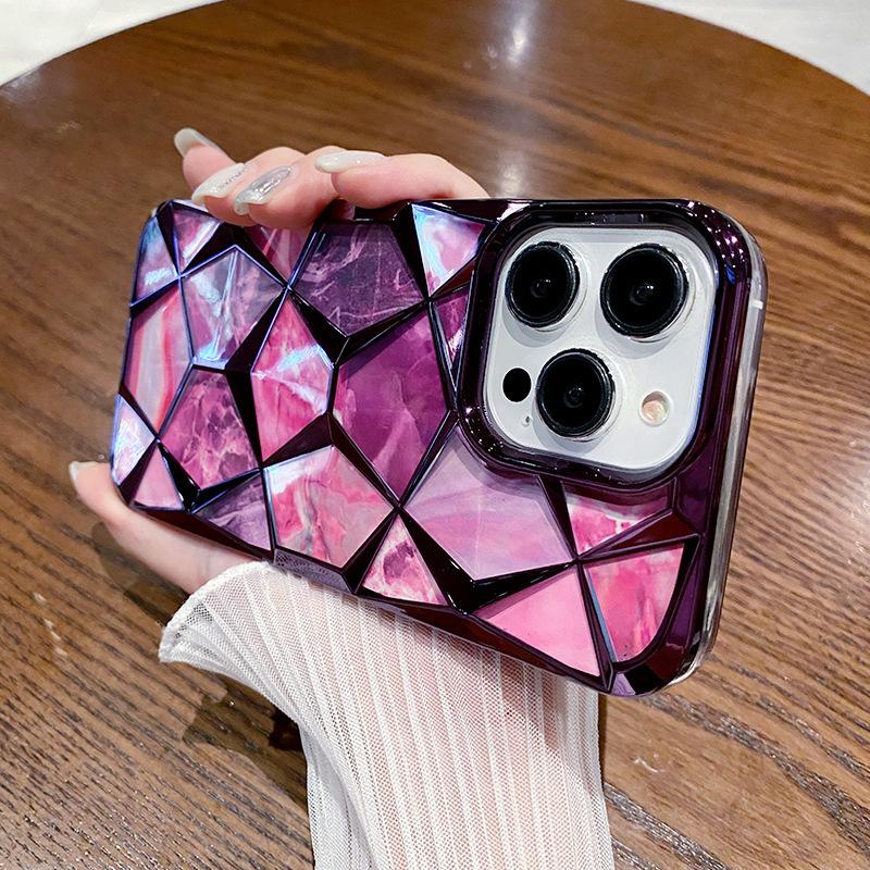 Applicable To Apple 16 Mobile Phone Case Electroplated Marble Iphone15Promax Protective Case Silicone 14 Luxury