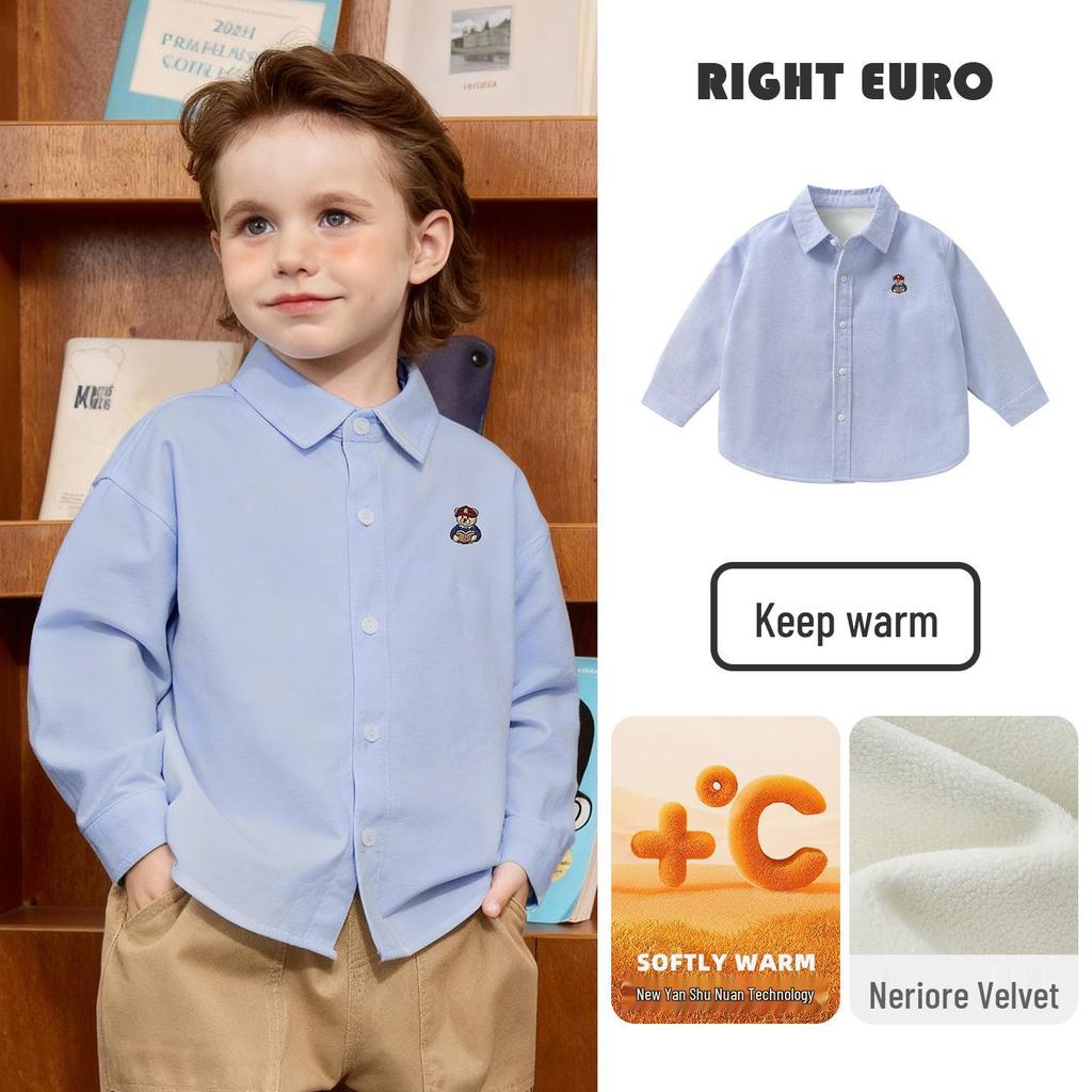 Trendy European Boys' Long Sleeve Casual Shirt - Spring/Autumn Kids' Clothing