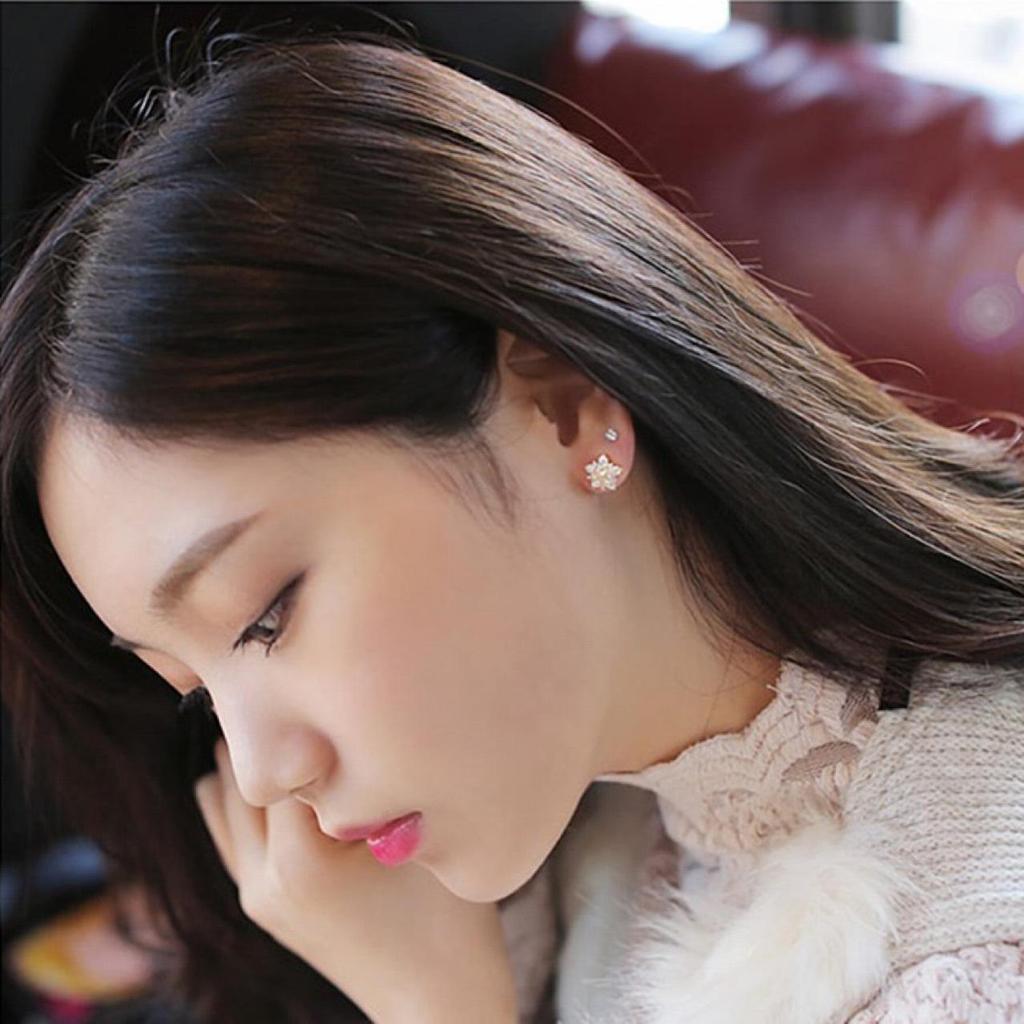 Roségold Schneeflocke Floral Diamant Ohrstecker