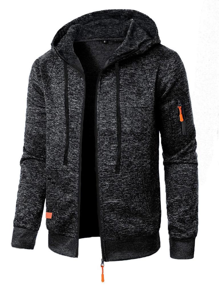 Men's Jacquard Knit Sports Hoodie Cardigan