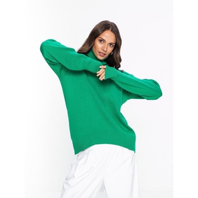 Autumn and Winter Women's Sweater Solid Color Loose Comfortable Casual High Neck Long Sleeve Sweater