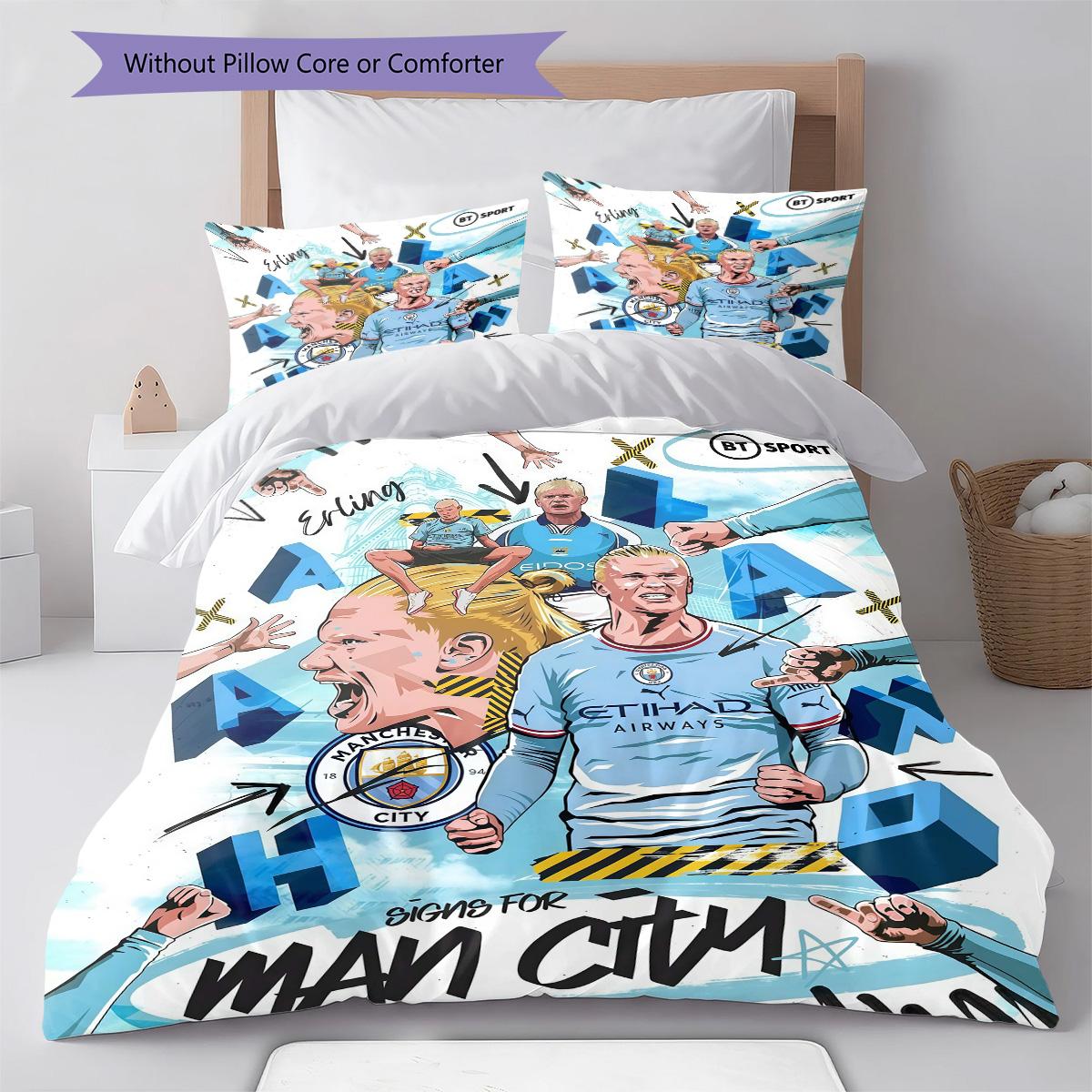 

Manchester City RugPattern Bedding Quilt Set Quilt Cover Pillowcase Home Decoration Birthday Gift (1 * duvet cover + 2 * pillowcase, without core) 135x200cm