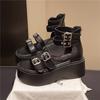 Thick-soled belt buckle new sandals women's fashion versatile muffin shoes soft leather summer high-top cool boots