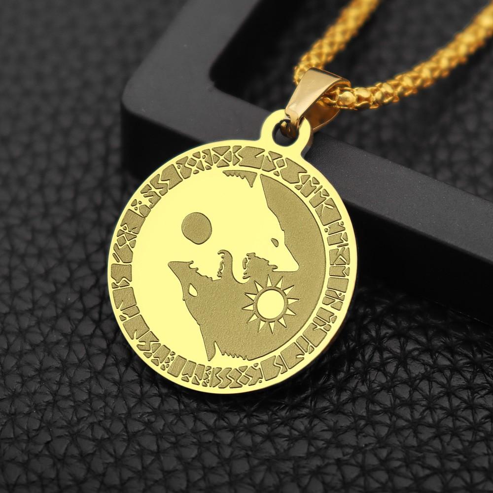 Punk Viking Yin Yang Wolf Pendant Necklace Men Retro Animal Necklace Gift