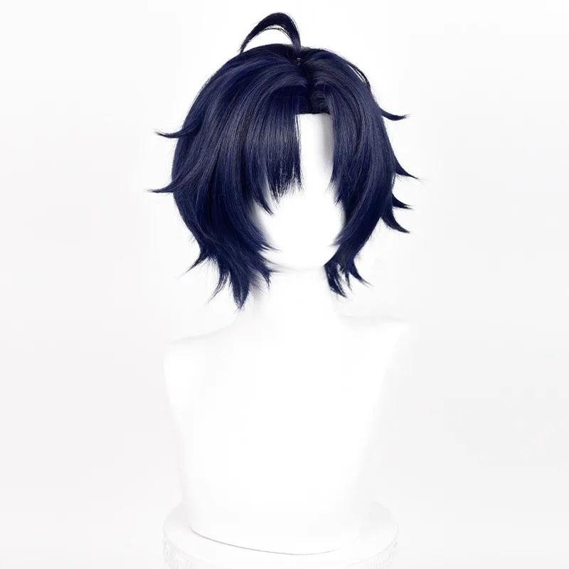 

Парик для косплея Асабы Харумасы Game ZZZ черный синий смешанный короткий парик термостойкие синтетические волосы Хэллоуин аниме парики + шапочка для парика One Size