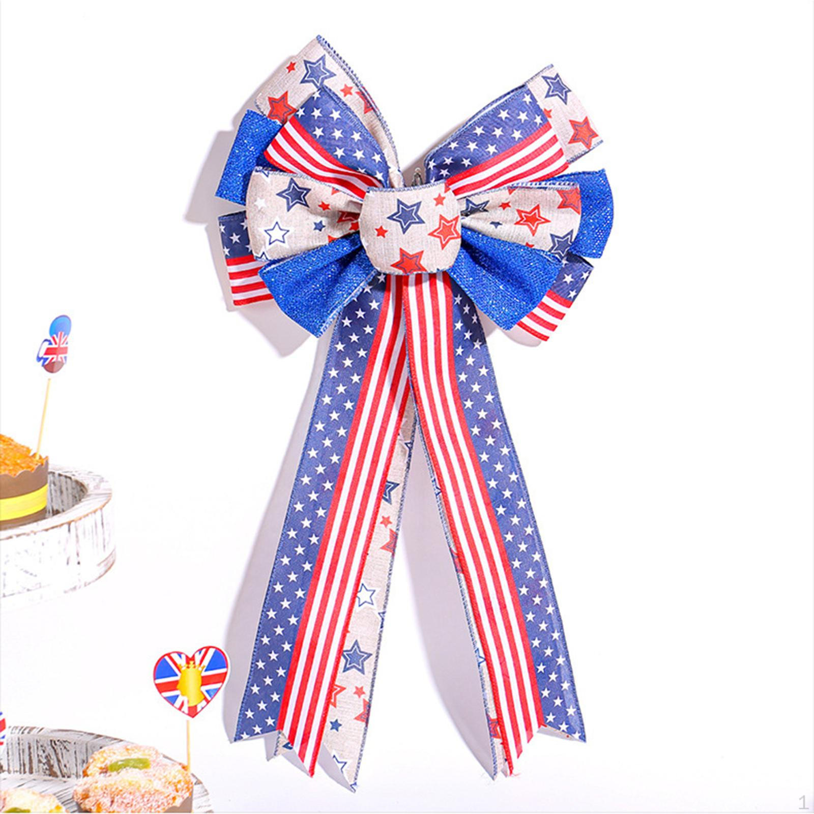 

Американский флаг, бант, входная дверь, 4-е двери, декор, патриотическое украшение для подвешивания венка Stars