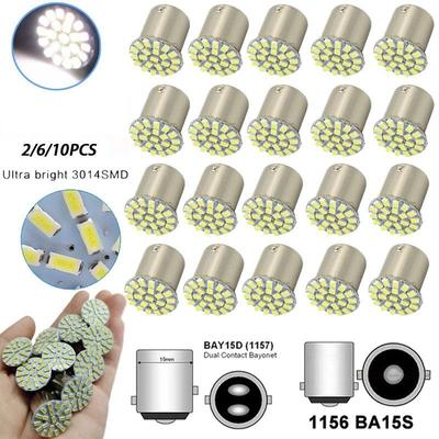 10/6/2PCS 12V LED Bulb Car Auto Front Lights Brake Lights Turn Lights Parking Lamp Bulbs 1156 1157 22SMD P21W BA15S BA15D