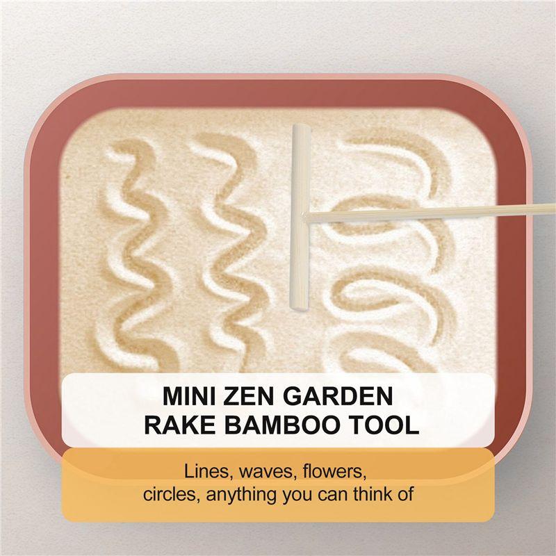 Good-Mini Japanese Zen Garden Rake Bamboo Tool Set, Wooden Sandbox Sand Play Therapy Kit For Spiritual Peace Meditation