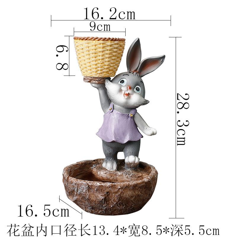 Resin Cartoon Animal Simulation Rabbit Succulent Green Plant Flower Pot Ornament Courtyard Outdoor Garden Ornament