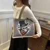 Stylish Urban Skull Canvas Tote Bag For Women Large Capacity Fashionable Design