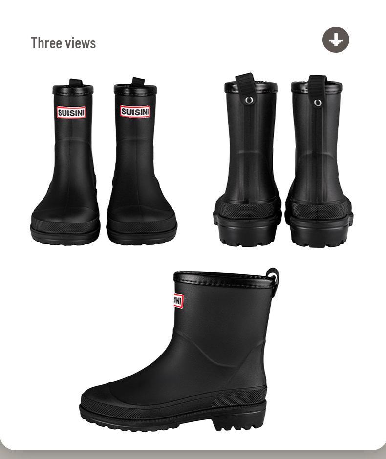 Stylish Waterproof Mid-Calf Women's Rain Boots with Drawstring - Anti-Slip Outdoor & Beach Wear