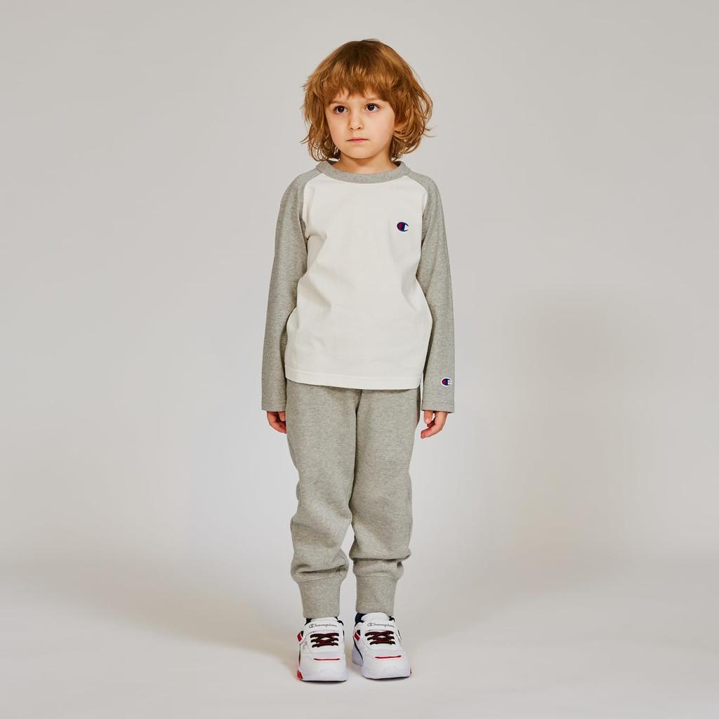 Champion Long for Long Crew One Point Raglan Langarm Oxford 130 T-Shirt Kinder, Ärmel, Hals, 100% Baumwolle, Bestickt, Logo, T-Shirt, Basic,