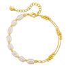 Double Layer Natural Freshwater Pearl Handmade Copper Chain Bracelet For Women