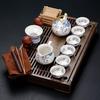 Zisha Ceramic Gongfu Tea Set with Solid Wood Tray