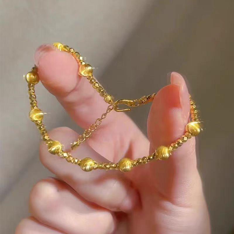 Cat Eye Bead Bracelet, Gold Tone - Xiaohongshu Style Fashion Simulated Gold Jewelry