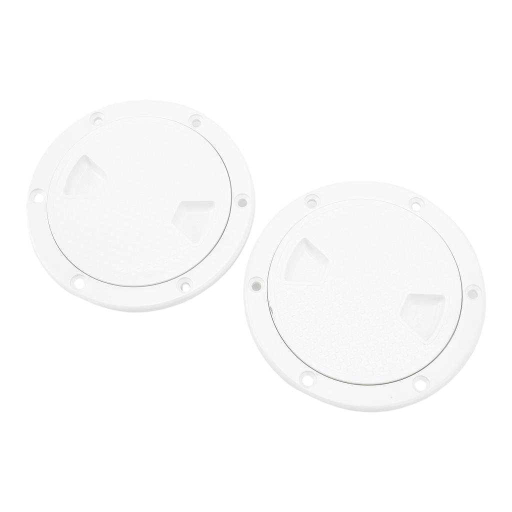 2PCS Boat Hatch Deck Plates Non Slip Round Shape Thickened Rubber Ring Inspection Deck Plate with Detachable Cover White