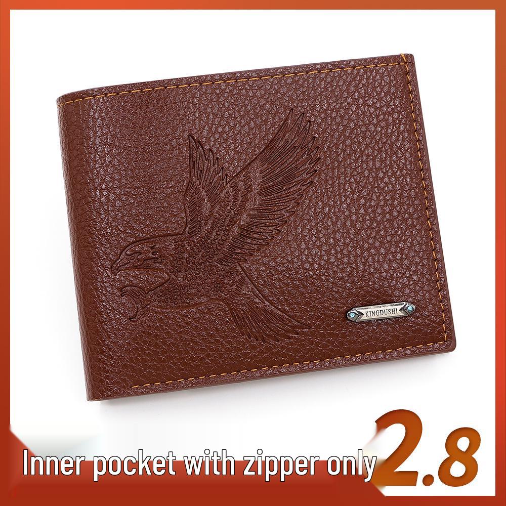 Herren Kurzes Lederportemonnaie: Geprägt, mit Reißverschluss, Mehrere Kartenfächer, Großes Fassungsvermögen, mit Fotofach