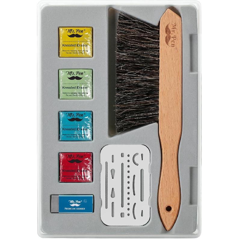 Mr. Pen Art Eraser Set - 7 Pcs, Pencil & Kneaded Erasers, Drafting Brush, Perfect
